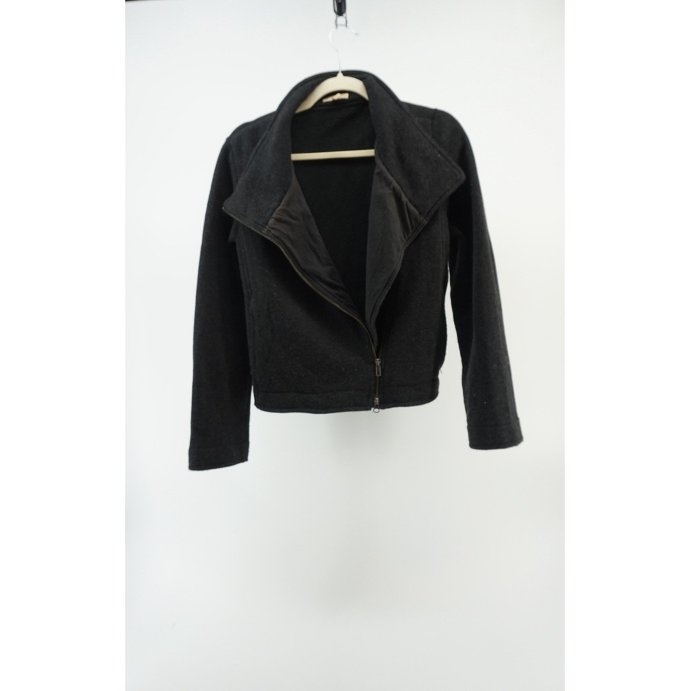 Eileen Fisher Moto Jacket Italian Wool Blend Minimalist Charcoal Grey Small